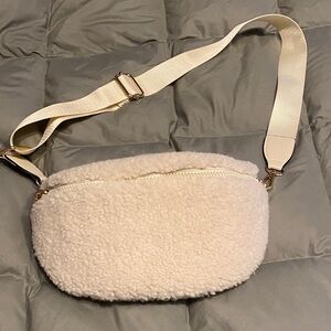 Elegant Cream Sherpa Crossbody Bag